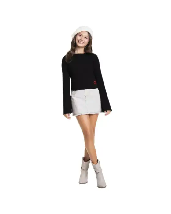 Blusa manga longa juvenil feminina