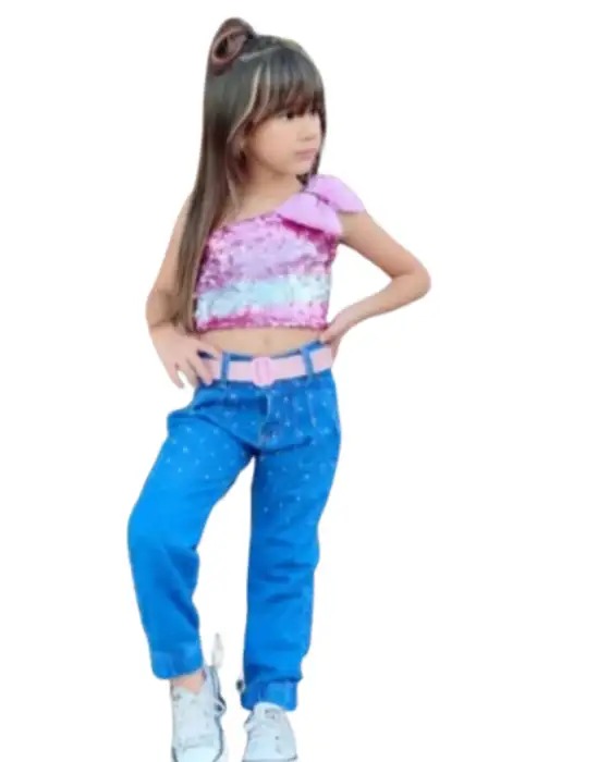 Calça Jeans Infantil com Strass