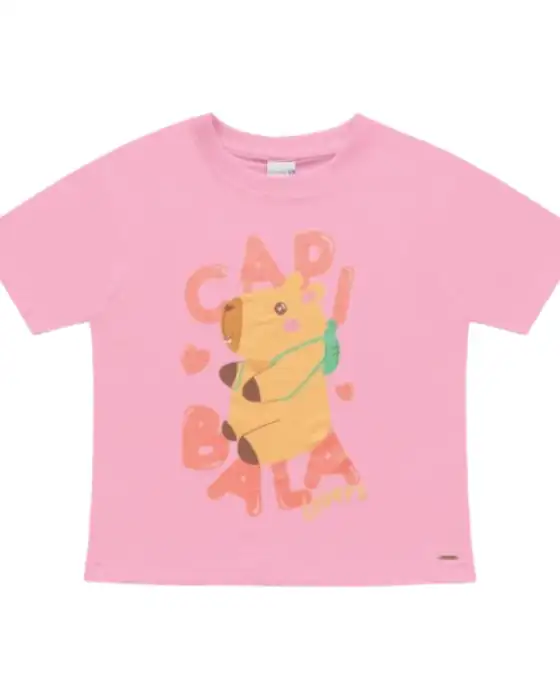 Camiseta da Capivara (Rosa Pétala, Amarelo)