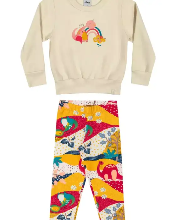 Conjunto flanelado, inverno feminino infantil