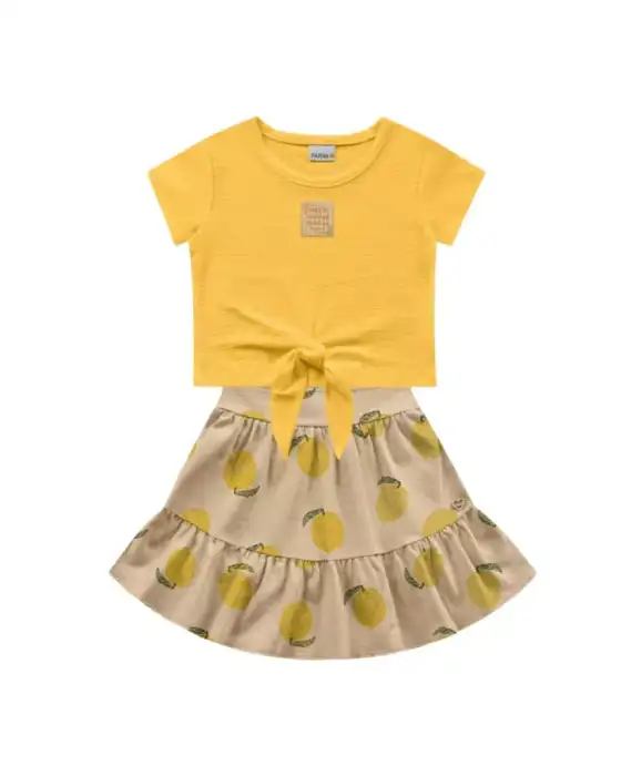 Conjunto Infantil Blusa e Shorts Saia