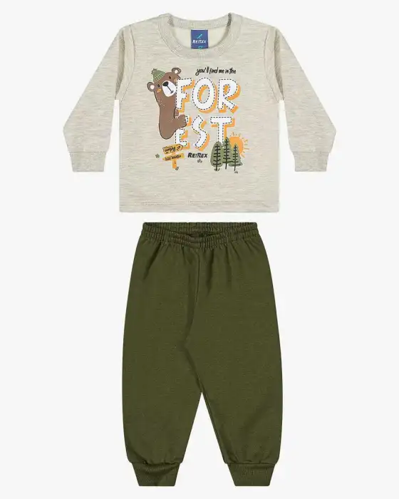 Conjunto Moletom Infantil Masculino Flanelado Inverno