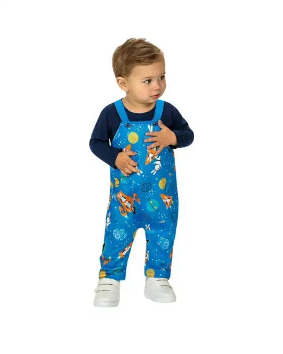 Macacão de bebê Estampado com Camiseta (Verde, Azul)