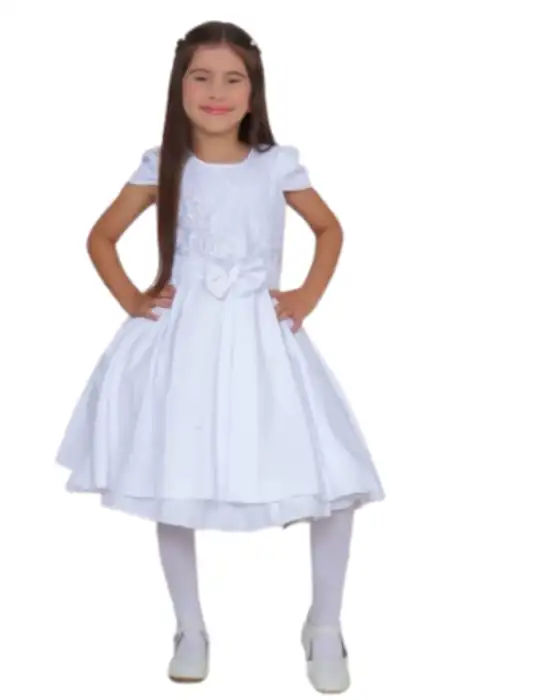 Vestido Infantil Branco com Laço