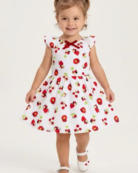 Vestido Infantil Estampado com Laço