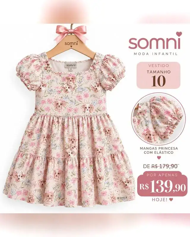 Vestido Somni floral com mangas princesa
